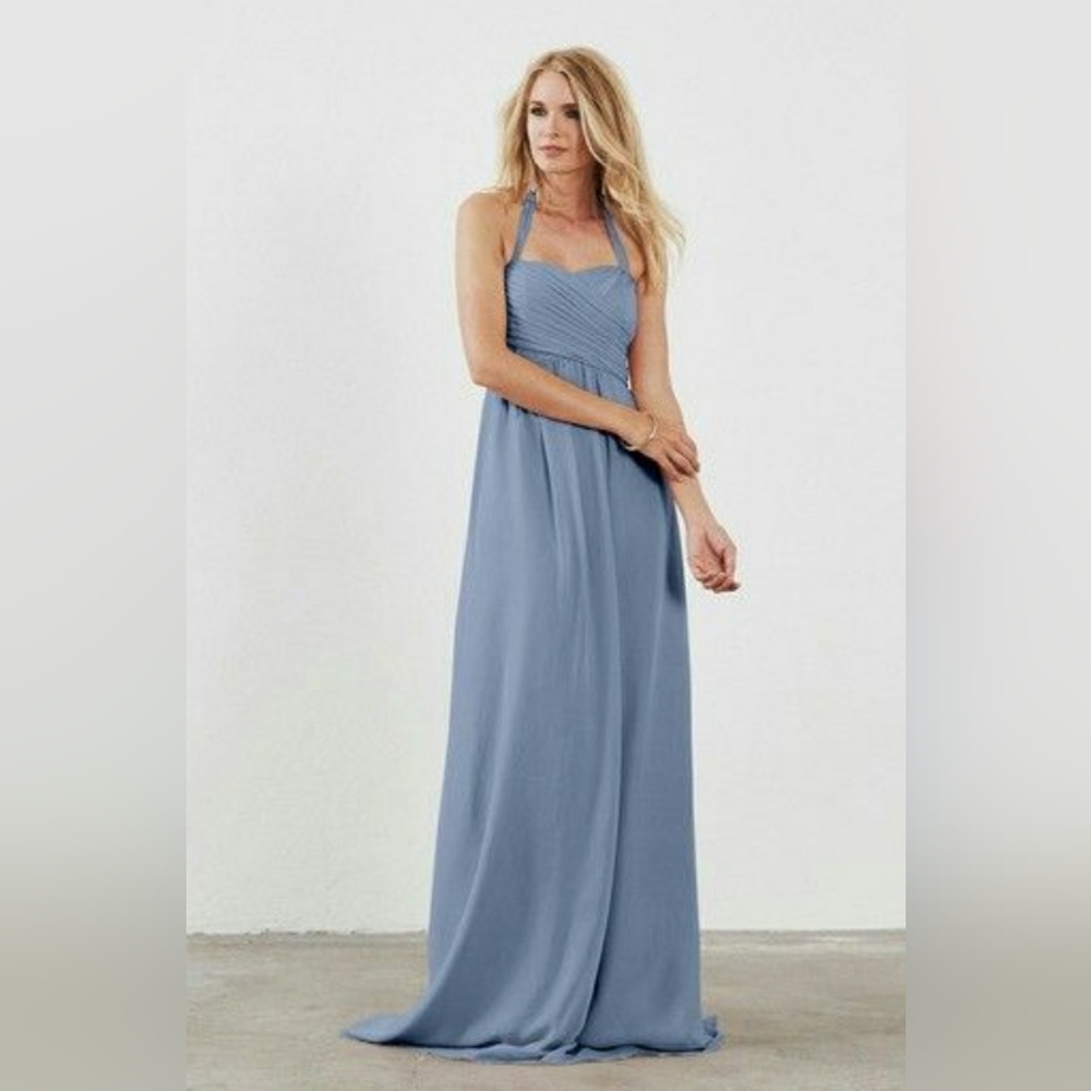 $149 NWT Weddington Way Chloe Bridesmaid Dress Dusty Blue sz 8